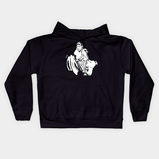 Moon Man Smudge White Ink Telescope Kids Hoodie by ThreadChef